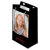 Gelukkig Feestdagen Poinsettia Familie Foto Klein Cadeauzakje (Voorkant Gekanteld)