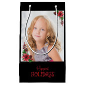 Gelukkig Feestdagen Poinsettia Familie Foto Klein Cadeauzakje (Voorkant)