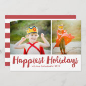 Gelukkig Feestdagen Red Script-Kerstmis MultiPhoto Feestdagenkaart (Voorkant / Achterkant)