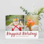 Gelukkig Feestdagen Red Script-Kerstmis MultiPhoto Feestdagenkaart (Staand voorkant)