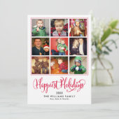 Gelukkig Feestdagen Rode Foto Collage Feestdagenkaart (Staand voorkant)