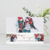 Gelukkig Feestdagen Roos Gold Stars Foto Collage Aankondiging (Staand voorkant)