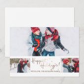 Gelukkig Feestdagen Roos Gold Stars Foto Collage Aankondiging (Voorkant / Achterkant)