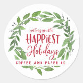 Gelukkig feestdagen zakelijke kerstmis ronde sticker (Voorkant)