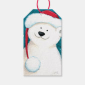 Gelukkig Feestelijk Polar Beer met Santa Hat Gift Cadeaulabel (Voorkant)