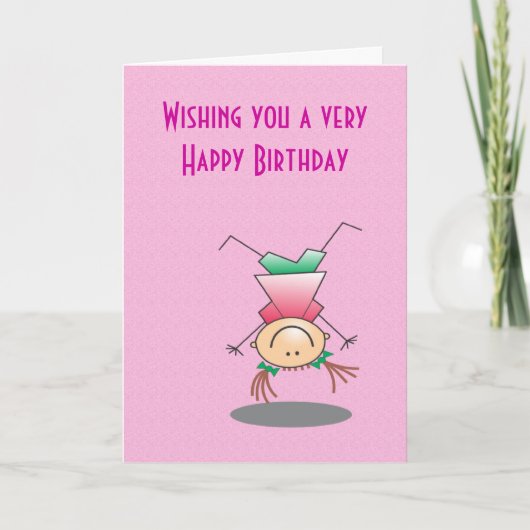 Gelukkig Feestvarken die handstand voor meisjes Kaart (Voorkant)