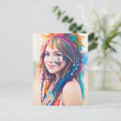 Gelukkig Festival Vrouw Briefkaart (Staand voorkant)