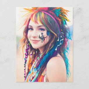 Gelukkig Festival Vrouw Briefkaart