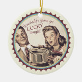 Gelukkig fornuis kookkerst keramisch ornament (Voorkant)