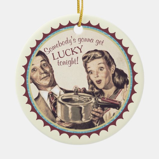 Gelukkig fornuis kookkerst keramisch ornament (Voorkant)