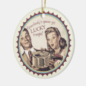 Gelukkig fornuis kookkerst keramisch ornament (Links)