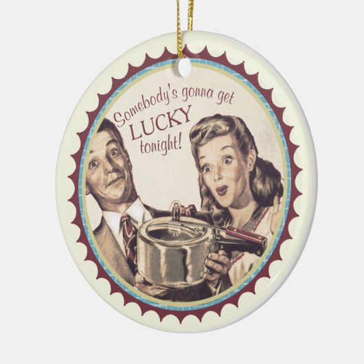 Gelukkig fornuis kookkerst keramisch ornament (Links)