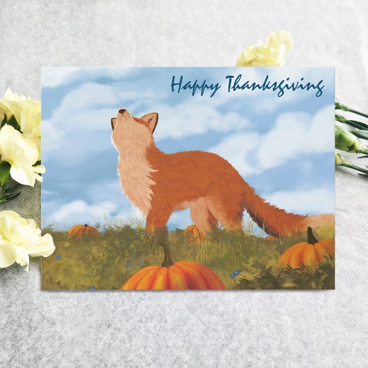 Gelukkig Fox met Thanksgiving  Briefkaart