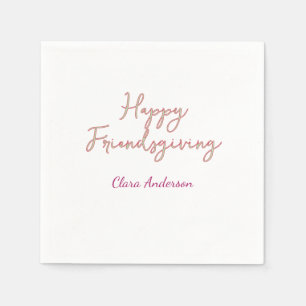 Gelukkig friendsgiving roze groen naam datum stij Servet