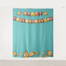 Gelukkig Friendsgiving Thanksgiving Fotohokje Blau Wandkleed
