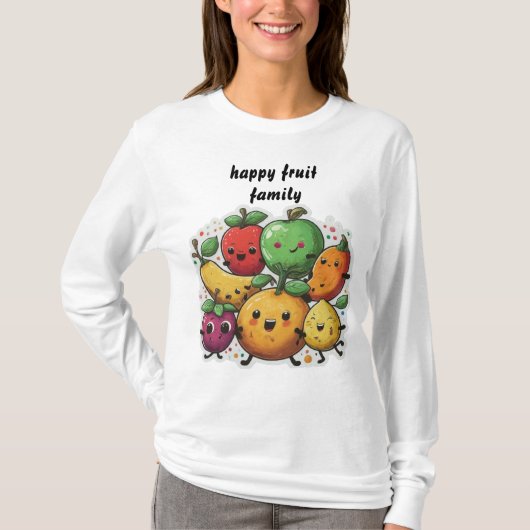 Gelukkig fruit familie dansen fruit wit t-shirt (Voorkant)