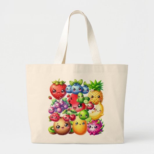 Gelukkig Fruit Grote Tote Bag (Voorkant)
