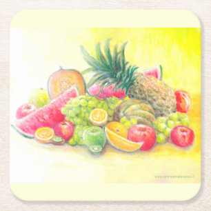 Gelukkig fruit kartonnen onderzetters