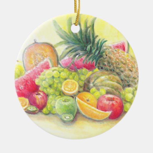 Gelukkig fruit keramisch ornament (Voorkant)