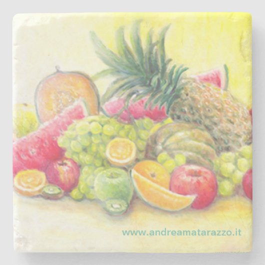 Gelukkig fruit stenen onderzetter (Voorkant)