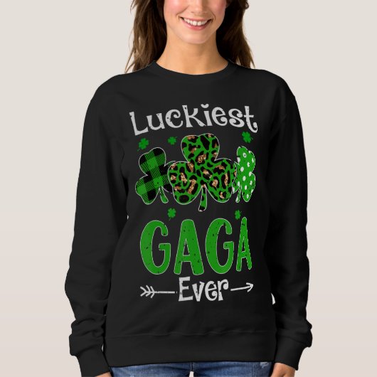 Gelukkig Gaga Ever Patricks Day Shamrock Leopard P Trui (Voorkant)