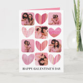 Gelukkig Galentine Roze Harten & Foto Kaart (Voorkant)