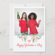 Gelukkig Galentines Dag Foto Champagne Drinken BFF