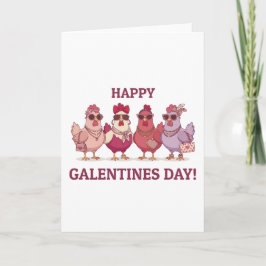 Gelukkig Galentines-dag Kippenbende Schattig Grapp Feestdagen Kaart