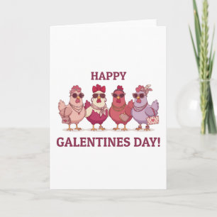 Gelukkig Galentines-dag Kippenbende Schattig Grapp Feestdagen Kaart