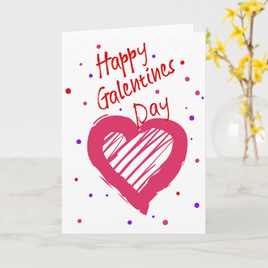 Gelukkig Galentines-dag Valentijnshart Kaart (Gele Bloem)