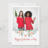Gelukkig Galentines Day Foto Champagne Drinken BFF Feestdagenkaart (Voorkant)