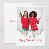 Gelukkig Galentines Day Foto Champagne Drinken BFF Feestdagenkaart (Voorkant / Achterkant)