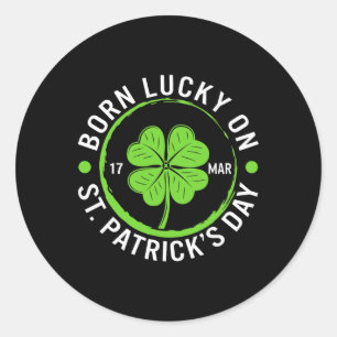 Gelukkig Geboren Op St. Patrick's Day 17 Maart Ier Ronde Sticker