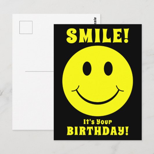 Gelukkig Geel Gezicht Glimlach het is je verjaarda Briefkaart (Voorkant / Achterkant)