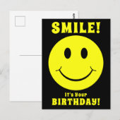 Gelukkig Geel Gezicht Lach het is je Verjaardag Zw Briefkaart (Voorkant / Achterkant)