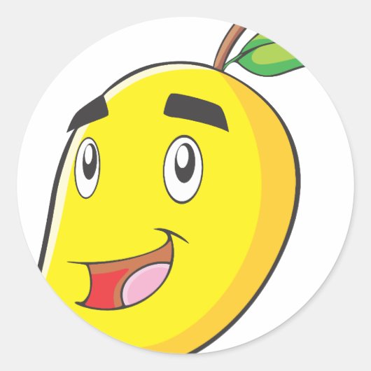 Gelukkig geel mango fruit ronde sticker (Voorkant)