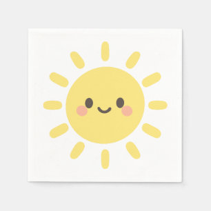 Gelukkig Geel Zonneschijn met een Lachend Gezicht Servet