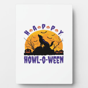 Gelukkig Gehuil O Ween Grijnzende Halloween Hond E Fotoplaat