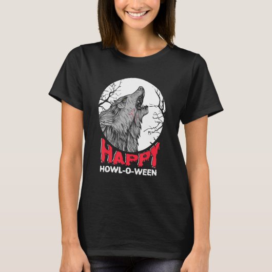 Gelukkig gehuil of weerwolf truc of behandelen Hal T-shirt (Voorkant)