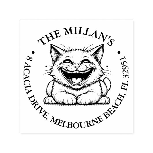 Gelukkig gekke kat thema  zelfinktende stempel (Design)