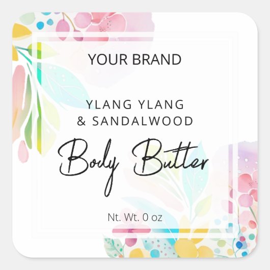 Gelukkig gekleurde body boter potje labels (Voorkant)