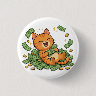 Gelukkig Geld Kat Knop Ronde Button 3,2 Cm