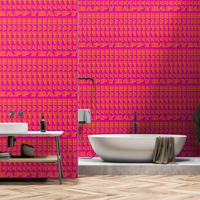 Gelukkig Gelukkig Fuchsia Behang (Badkamer)