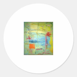 Gelukkig Gelukkig Verdrietig Gezicht Abstract Hank Ronde Sticker