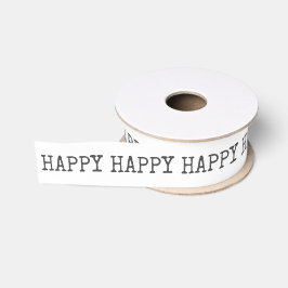Gelukkig Gelukkig Verjaardag Zwart Wit Geel Typogr Grosgrain Lint