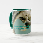 Gelukkig geniet hij van levensechte tekst voor jou mok (Voorkant links)