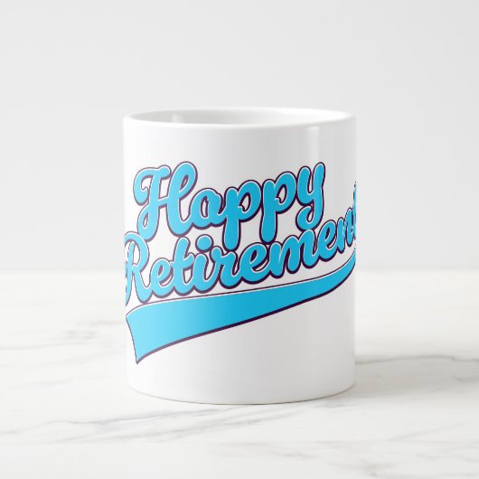 Gelukkig gepensioneerd Blauw editie Grote Koffiekop (Voorkant)