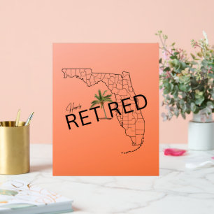 Gelukkig Gepensioneerd Florida kaart en tropische  Acryl Bord