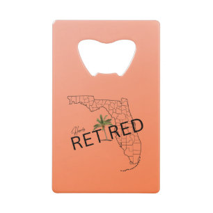 Gelukkig Gepensioneerd Florida kaart en tropische  Creditkaart Flessenopener
