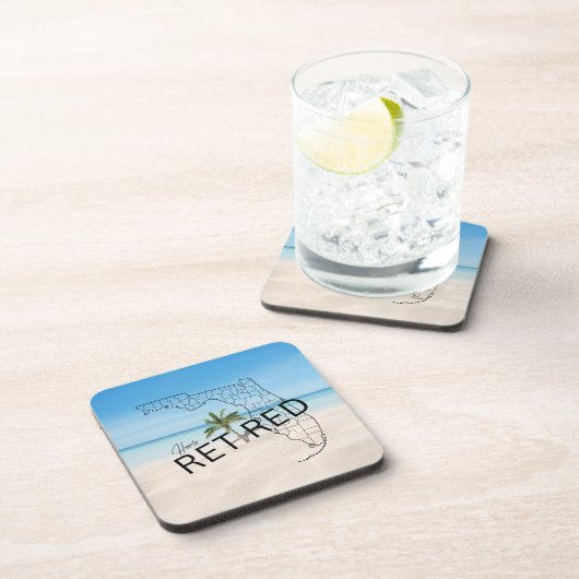Gelukkig gepensioneerd Florida Tropical Beach & Pa Bier Onderzetter (Rechterzijde)